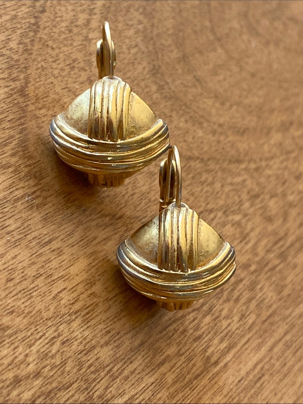 Monet stamped Gold-Tone Sculpted Dome Drop Earrings - Women Jewelry